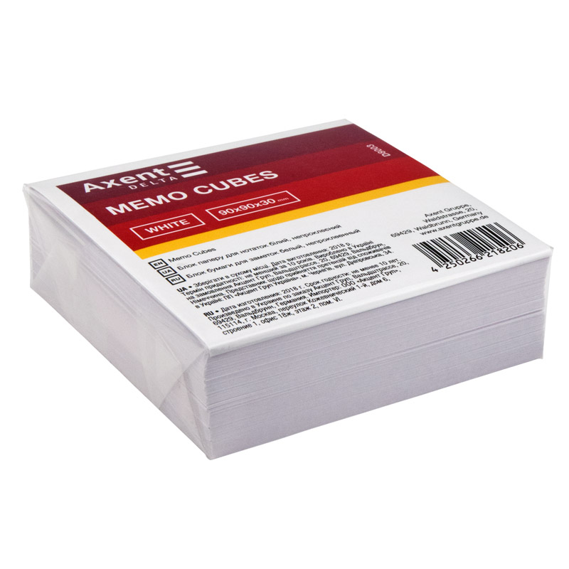 Паперовий блок для нотаток DELTA White 90*90*30 мм непроклеєний (D8003)